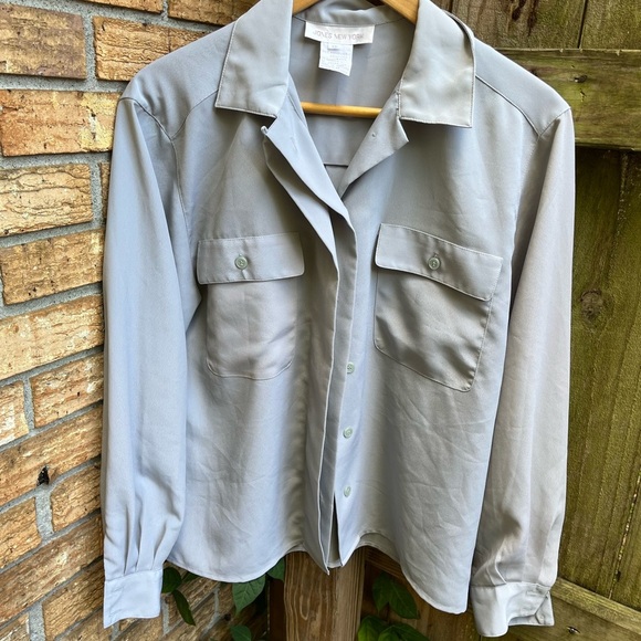 Jones New York Gray Polyester Blouse - Picture 1 of 3
